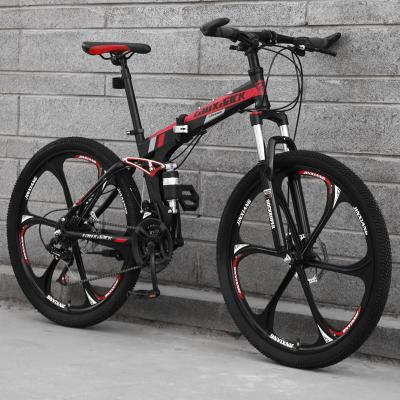 China 26 inch mountain bike folding steel bike 21speed cross country mountainbike foldable bicycles for adults for sale