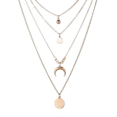 China Moon Bohemian Gold BOHEMIA European and American Women's Fashion Style Multilayer Silver Pendant Necklace Jewelry for sale