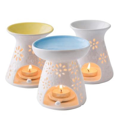 China Ceramic Candle Warmer Oil Burner Tea White Light Candle Oil Burner Aroma Burner For Home Decoration for sale