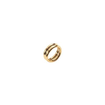 China TRENDY Fashionable Titanium steel Double ring Lustrous 18K Gold IP Plating Stainless Steel Geometric Wedding Bands or Rings for sale