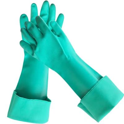 China Green Chemical Nitrile Glove 18 Inches 22mil Unflocked Industrial Nitrile Glove for sale