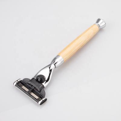 China Bamboo Blade Razor Eco-Friendly Triple Triple Blade Long Blade Eco-Friendly Natural Bamboo Wood Handle for sale