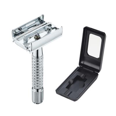 China Double edge blade one blade butterfly opening razor with dressing mirro box for sale