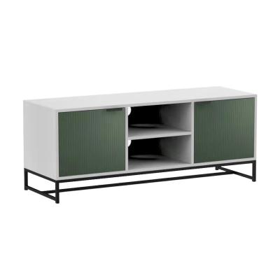 China Latest Design Universal Outdoor Living Room Furniture White Modern Wooden Floor TV Console Melamine Colorful Line Unit Represents Cheap for sale