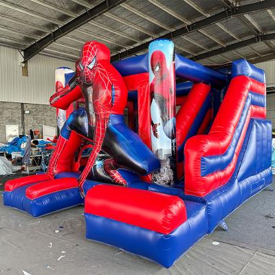 China Waterproof Inflatable Castle Rental Combo Spiderman Party Bouncer Spiderman Bounce House With Slide for sale