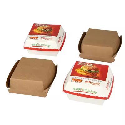 China Custom Printed Kraft Burger Boxes Food-Grade Disposable Packaging with Logo Branding for sale