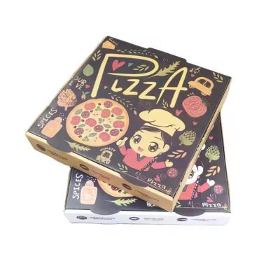 China Biologisch abbaubare, Wellkarton-Fast-Food-Pizza-Boxen mit Logo-Druck, recycelbar und mit Warmstempel zu verkaufen