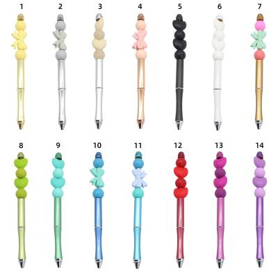China Decoration New Design Beaded Pen Accessories Endless Mechanical Pencil Metal DIY Silicone Beadable Pencil Premade Beaded Pen With Eraser for sale