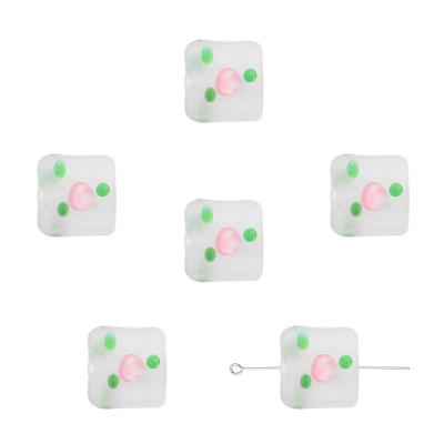 China DIY Jewelry Wholesale in bulk 12mm Square pink rose Colorful custom logos Necklace glass Loose Beads for Jewelry bracelet earring Making for sale