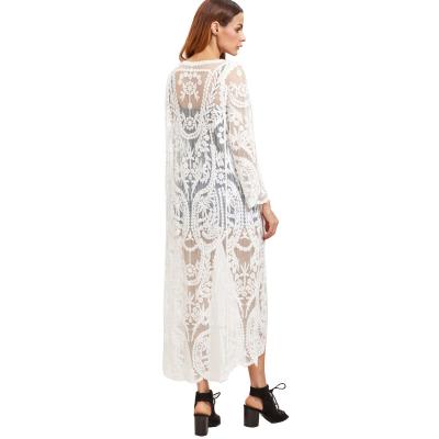 China Plus Size Factory Women Summer Bikini Loose Type Casual Embroidery Lace Cover Cp Cotton Beach Dresses for sale