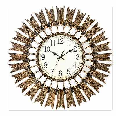 China Antique Style Customized Large Wall Clock Decoration Art Wall Clocks Retro Sun Shape Saudi Arabia Wall Clock Living Room for sale
