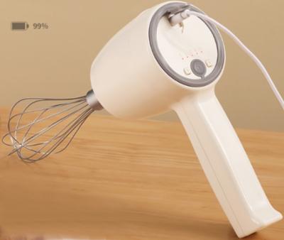 China Household 1300mAh Mini USB Rechargable Electric Hand Mixer 5 Speed Turbo Function Home Beater Egg Cake Mixer for sale