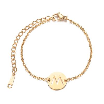 China FASHIONABLE Tasty Little Disc Coin Name Bracelet Personalized Initial Letter Charm Bracelet for sale