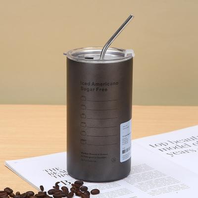 China Creative Iced Americano Insulated Tumbler Coffee Cup,Stainless Steel Tumbler With Lid And Straw Travel Coffee Mug For Men Women for sale