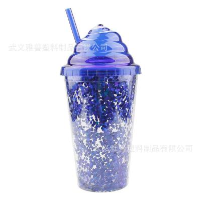 China Cream Straw Cup Girl-Themed Plastic Double-Layer Water Cup Gift Logo Customization for sale