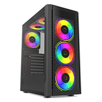 China With Fan I1102A Tempered Glass FRONT PANEL ATX M-ATX Computer Gaming Case Fixed Color fan, Desktop Case for sale
