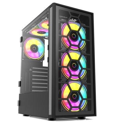 China With Fan I1101 New Cheap Iron Net front PC Gaming Case 0.45 SPCC Computer Cabinet with RGB Cooling Fans or Solid color fans for sale