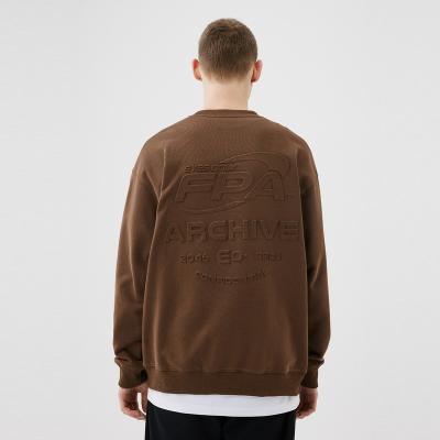 China Factory Custom Anti-Wrinkle OEM 3D Embossed Logo Men's Plain Crewneck Sweatshirt Blank Men's Sweatshirts for sale