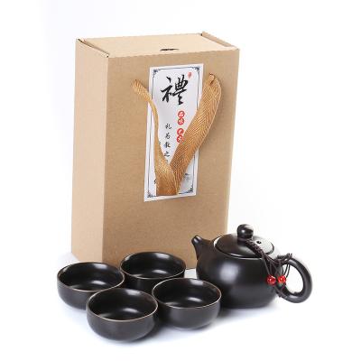 China CLASSIC LOGO customized one pot four cup ceramic kungfu tea set portable tea set for sale