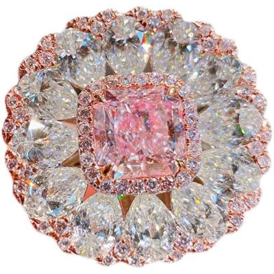 China Sparking CVD diamond wholesale 2.00ct Cushion Pink diamond ring HPHT high pressure temperature and high pressure environment to grow for sale