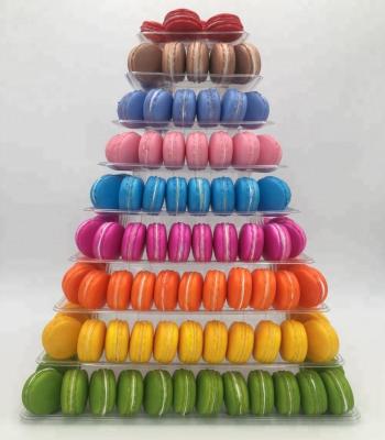 China 9 Tier Plastic Square Macaron Tower Stand Display For French Takeaway Food Packaging for sale