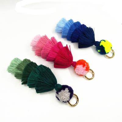 China 100% Cotton Handmade Tassel Tassel Key Chain for Tote Bag and Tassel Key Chain for PU Bag Factory for sale