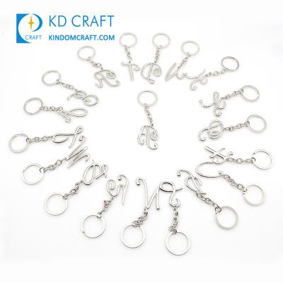 China Promotion Personalized Custom Empty Metal Alphabet Keychain Bag Accessories Silver Zinc Alloy English A-Z Letter Keychain Initial Keyfob for sale