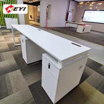 China High End High Quality Modern Office Furniture Two Seat Linear Staff Office Workstation Table With Movable Pedestal for sale