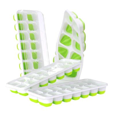China Sustainable 14-Ice Cube Trays with Spill-Resistant Removable Lid, 4 Pack, Easy-Release Silicone & Flexible, Stackable Ice Trays with Covers for sale