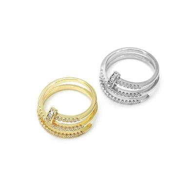 China Environmental Friendly Fashion Women Jewelry Gold Plated Stainless Steel Diamond Finger Zircon Ring for sale