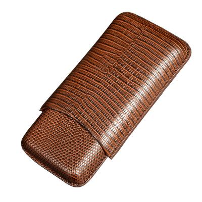 China CLASSIC Extremely Rich Good Quality Cigar Case Brown Cedar Wood Lined Cigar Humidor with Silver Stainless Steel Cutter for sale