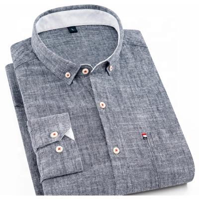 China Breathable Thin Breathable Canvas Cotton Long Sleeve Regular Fit Men's Causal Shirt for sale