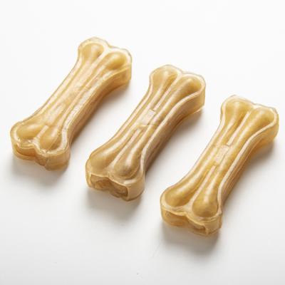 China Sustainable Bone Rawhide Rawhide Natural Pressed Bone Rawhide Chews Dog Bone Dog Treats Factory Price for sale