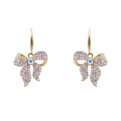 China TRENDY Bowknot Tassel Earrings Earhook Spring/Exquisite Rhinestone Earrings 2022 Summer New Fashion For Women for sale