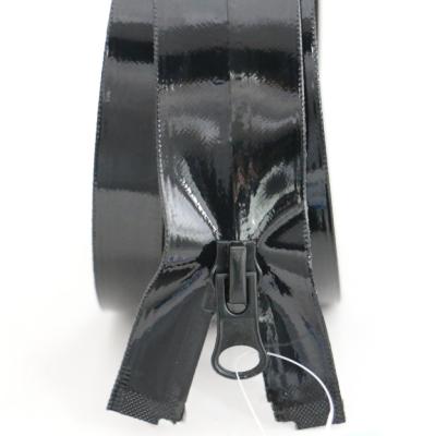 China Automatic Lock Korea Style Shiny Black PVC Waterproof Zipper for sale