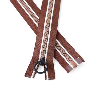 China Medium White Auto Lock 5# 7# Fashion Resin Zipper Tape For Suitcase And Jackets Bags for sale