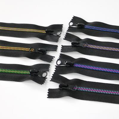 China Auto Lock 5# 7# Resin Zipper Shark Teeth Diamond Teeth Colorful Fashion For Jackets for sale