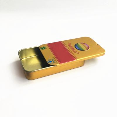 China Recycable Matierials Food Grade Rectangular Shape Slipping Box Mint Lid Candy Tin Tin Box for sale