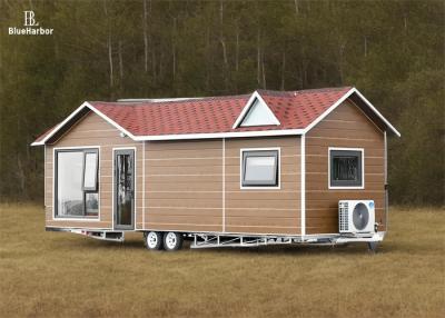 China 2 Bedroom Prefab Tiny House On Wheels With Kickstands And Entry Stairs for sale