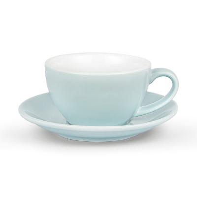 China MHW-3BOMBER 280ml Viable Coffee Mug with Saucer Porcelain Latte Cup Espresso Cup for Latte Mocha Cappuccino and Coffee and Tea Tea Sets for sale