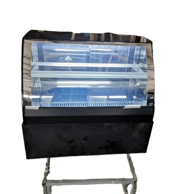 China Transparent Curved Vertical Pastry Glass Cake Bakery Refrigerator Showcase Single-temperature Cake Display Refrigerator for sale