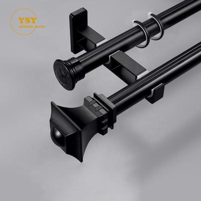 China Strong Hollow Pipes Track Heavy Duty Hotel Double Curtain Rod Set With Brass Hardware for sale