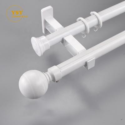 China Strong Heavy Duty Metal Drapes Track And Aluminum Pole Set Double Curtain Poles Rods With Holder for sale
