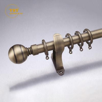 China Strong Various Antique Stainless Steel Double Single Metal Rod 28Mm Brass Curtain Window Curtain Pole For Patio for sale