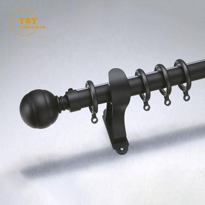 China Double Pole Strong Black Modern Oval Head Drapery Single Color Curtain Rod Set And Accessory for sale