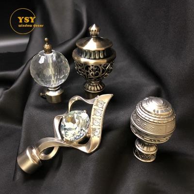 China Factory Price Contemporary Wholesale Hardware Triangle Crystal Curtain Rod Finials Caps Curtain Accessories for sale