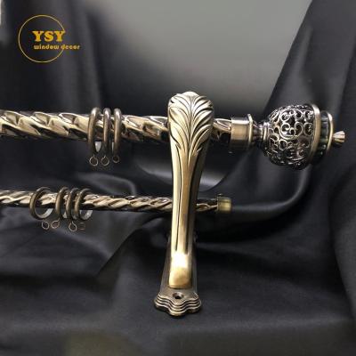 China New Arrival Wholesale Price Metallic Antique Brass Curtain Poles Rods Accessories for sale
