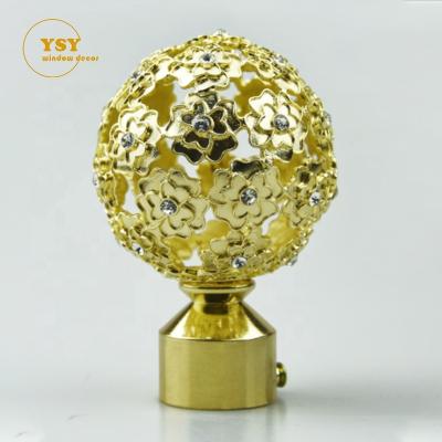 China New Design Contemporary Wholesale Gold Metal Aluminum Alloy Window Curtain Rod Pole Finals End Caps for sale