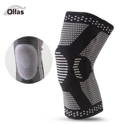 China Adjustable Elasticity Customized Breathable Sports Knee Sleeve Silicon Knee Support Elastic Nylon Brace for sale