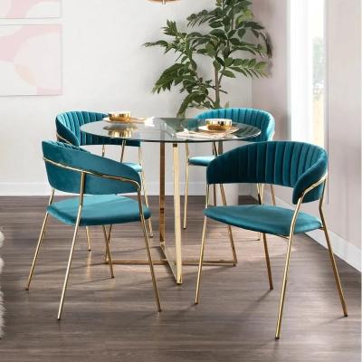 China Removable Cover Velvet Upholstered Armchair for Stainless Steel Wedding Chairs for Outdoor Blue OEM Packing Room Modern Wedding Furniture for sale